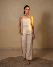 Foil Border Linen Organza Co-ord Set
