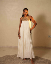 Zardosi Crush Linen Maxi Dress